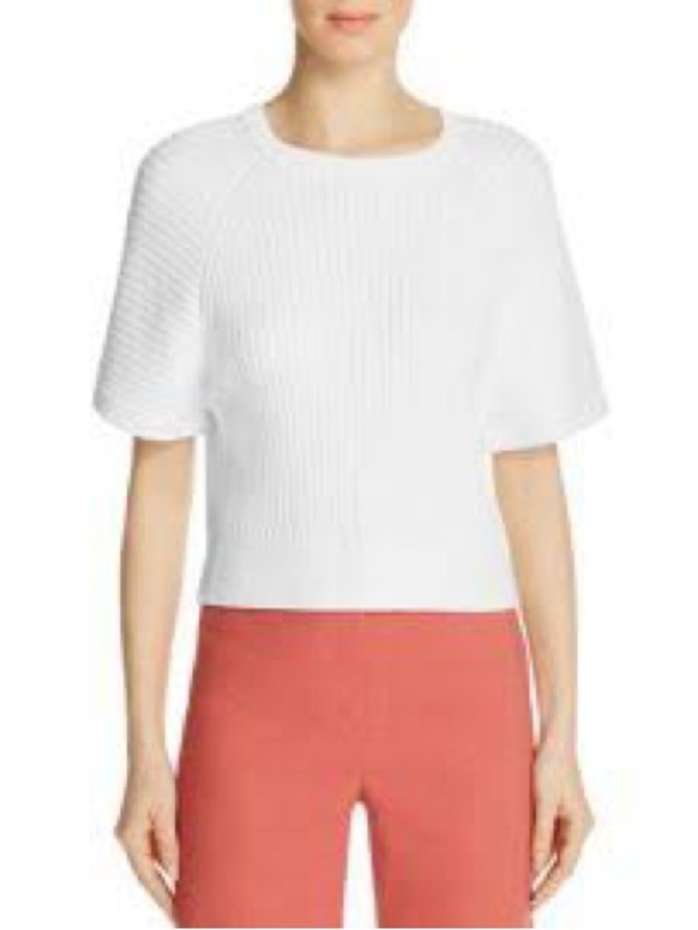 Theory mayalee prosecco white Short-Sleeve Knit Sweater